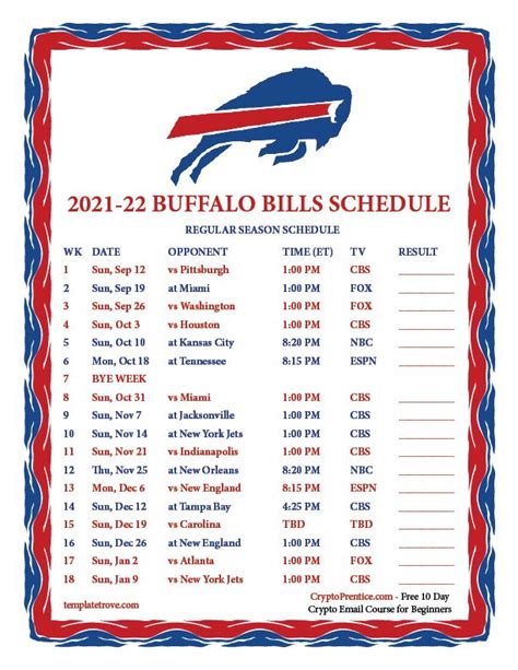 Buffalo Bills Schedule Printable